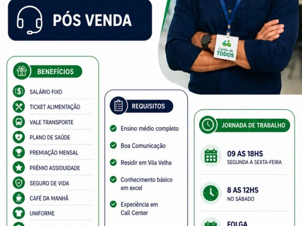 VAGA PARA PÓS VENDA