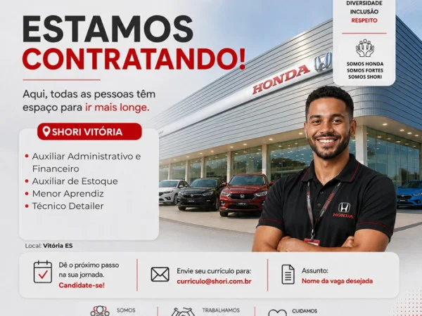 Honda Shori Vitória abre vagas de Emprego