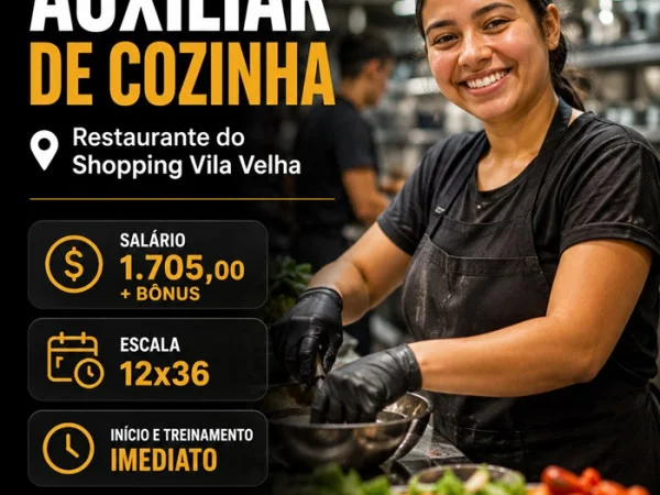 2 Vagas para Auxiliar de Cozinha