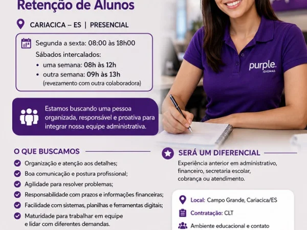 Auxiliar Administrativo(a) – Relacionamento e Retenção de Alunos