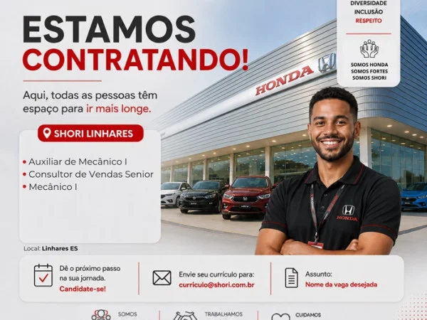 Honda Shori Linhares abre vagas de Emprego