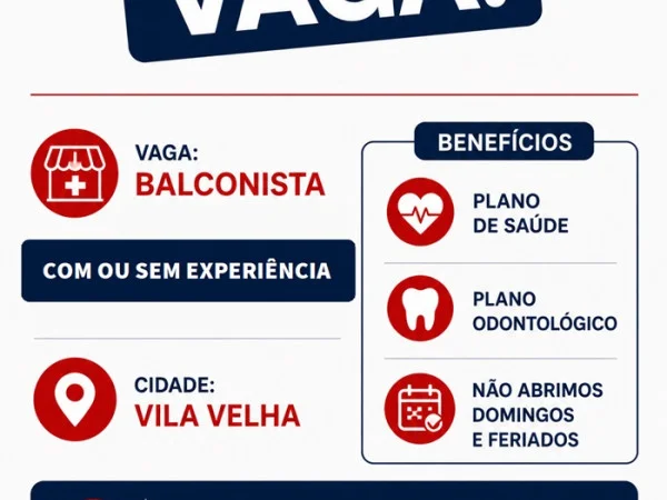 FARMÁCIA CONTRATA BALCONISTA (COM OU SEM EXPERIÊNCIA)