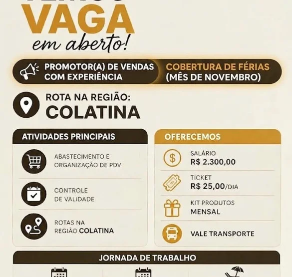Grupo 3 Corações contrata Promotor(a) de Vendas (Colatina)