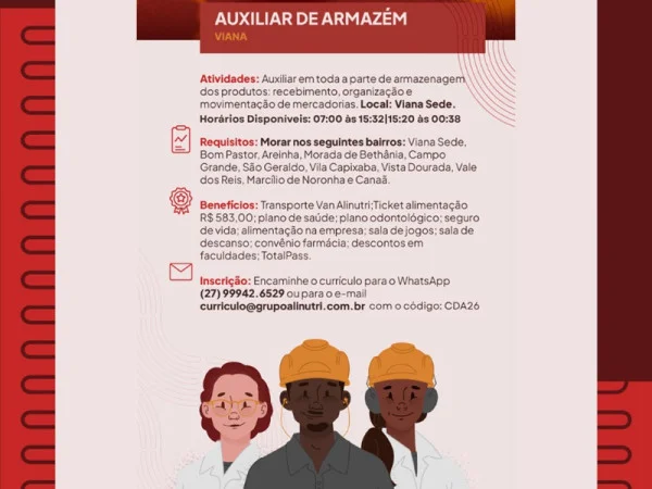 Grupo Alinutri contrata Auxiliar de Armazém