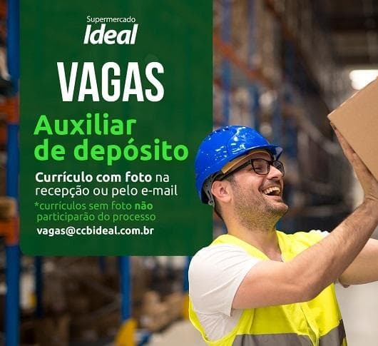 Supermercado Ideal contrata Auxiliar de Depósito ( Fundão-ES)