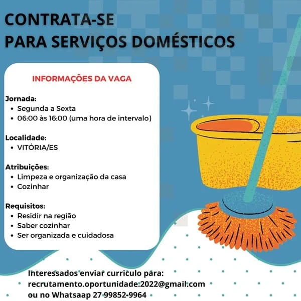 VAGA DE EMPREGADA DOMÉSTICA